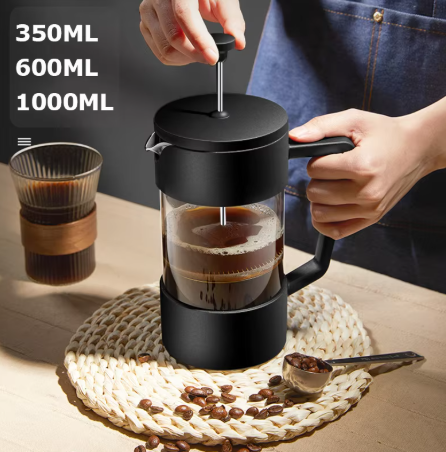 Cafetière à Pression Française – Verre Borosilicate Épais 350 / 600 / 1000 ml